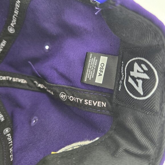 Los Angeles LAKERS NBA Basketball Overhand Script Snapback Baseball Cap Hat '47 - Picture 8 of 9